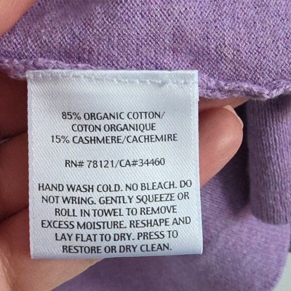 EILEEN FISHER | Organic Cotton Cashmere Sweater Cardigan Buttons Purple Sz XL - Picture 5 of 5